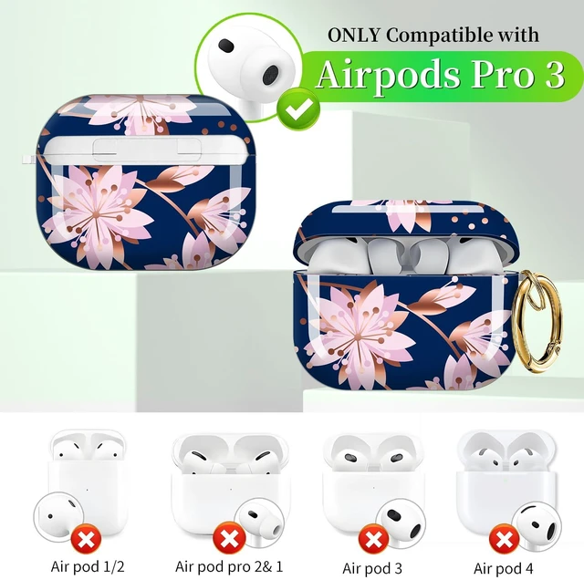 Alt view image 4 of 6 - for AirPods Pro 3 Case 2025 Cute Patterns Soft TPU Cover-Pink Flowers Compatible with AirPod Pro 3rd Generation Shell with Rose Gold Keychain for Women Men- Shockproof Scratch & Dust Resistant