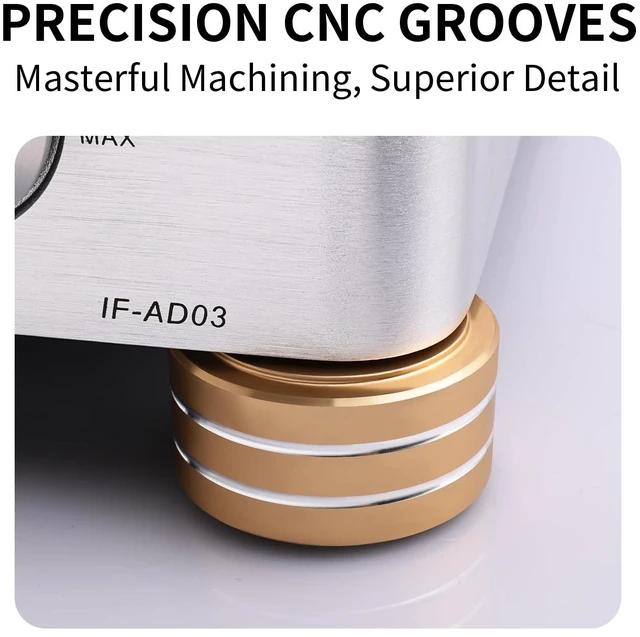 Alt view image 3 of 6 - HiFi Audio Isolation Feet 4-Pack Gold-Mini 40 * 22mm Aluminum Alloy, Non-slip Rubber Ring Base, Turntable Isolation Pads for Speakers, Turntables, Subwoofers, Amplifier