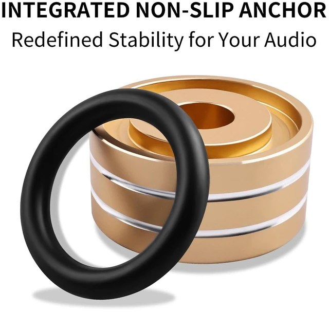 Alt view image 4 of 6 - HiFi Audio Isolation Feet 4-Pack Gold-Mini 40 * 22mm Aluminum Alloy, Non-slip Rubber Ring Base, Turntable Isolation Pads for Speakers, Turntables, Subwoofers, Amplifier