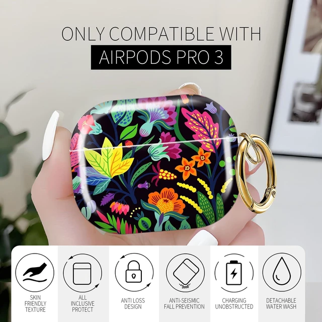 Alt view image 3 of 6 - for AirPods Pro 3 Case 2025 Cute Patterns Soft TPU Cover-Colorful Flowers Compatible with AirPod Pro 3rd Generation Shell with Rose Gold Keychain for Women Men- Shockproof Scratch & Dust Resistant