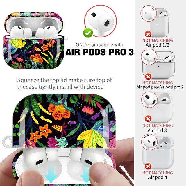 Alt view image 4 of 6 - for AirPods Pro 3 Case 2025 Cute Patterns Soft TPU Cover-Colorful Flowers Compatible with AirPod Pro 3rd Generation Shell with Rose Gold Keychain for Women Men- Shockproof Scratch & Dust Resistant