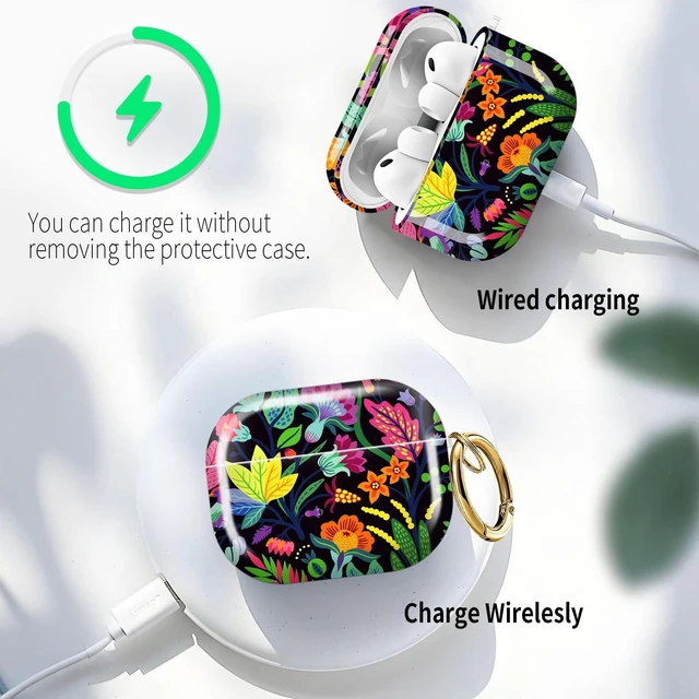 Alt view image 5 of 6 - for AirPods Pro 3 Case 2025 Cute Patterns Soft TPU Cover-Colorful Flowers Compatible with AirPod Pro 3rd Generation Shell with Rose Gold Keychain for Women Men- Shockproof Scratch & Dust Resistant