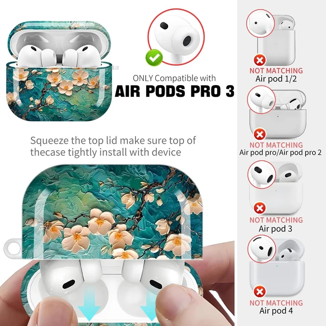 Alt view image 4 of 6 - for AirPods Pro 3 Case 2025 Cute Patterns Soft TPU Cover-Beige Floral Compatible with AirPod Pro 3rd Generation Shell with Rose Gold Keychain for Women Men- Shockproof Scratch & Dust Resistant