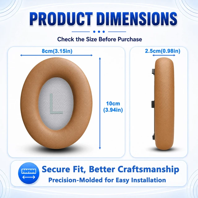 Alt view image 6 of 7 - Replacement Ear Pads for Bose NC700 Wireless Headphones-Black (Brown) Extra-Thick and Durable Cushion, Soft Protein Leather and Slow-rebound Memory Foam for Long-Lasting Comfort, Easy to Replace