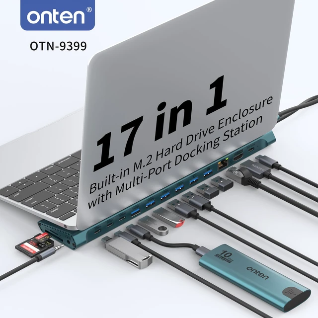 Alt view image 2 of 7 - USB C Docking Station with M.2 NVMe SSD Enclosure, 16-in-1 USB-C Hub with 4K HDMI, Ethernet, 5 USB 3.0, 3 USB-C, 100W PD, SD/TF Card Reader, Support 8TB M.2 NVMe SSD for MacBook, Windows Laptop
