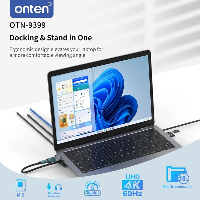 Alt view image 4 of 7 - USB C Docking Station with M.2 NVMe SSD Enclosure, 16-in-1 USB-C Hub with 4K HDMI, Ethernet, 5 USB 3.0, 3 USB-C, 100W PD, SD/TF Card Reader, Support 8TB M.2 NVMe SSD for MacBook, Windows Laptop