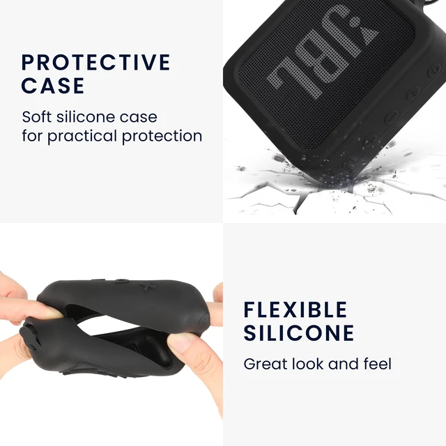 Alt view image 5 of 7 - Silicone Case for JBL Go Essential Case - Protective Cover for Mini Speaker - Sleeve Skin in Black