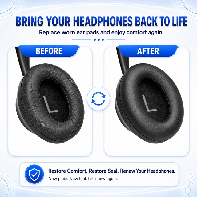 Alt view image 4 of 7 - Replacement Ear Pads for Bose NC700 Wireless Headphones-Black (Brown) Extra-Thick and Durable Cushion, Soft Protein Leather and Slow-rebound Memory Foam for Long-Lasting Comfort, Easy to Replace