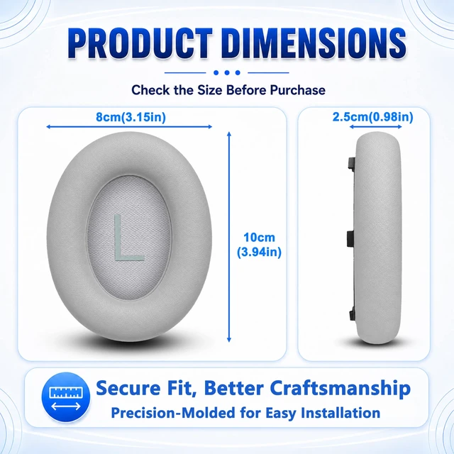Alt view image 6 of 7 - Replacement Ear Pads for Bose NC700 Wireless HeadphonesGray Extra-Thick and Durable Cushion, Soft Protein Leather and Slow-rebound Memory Foam for Long-Lasting Comfort, Easy to Replace