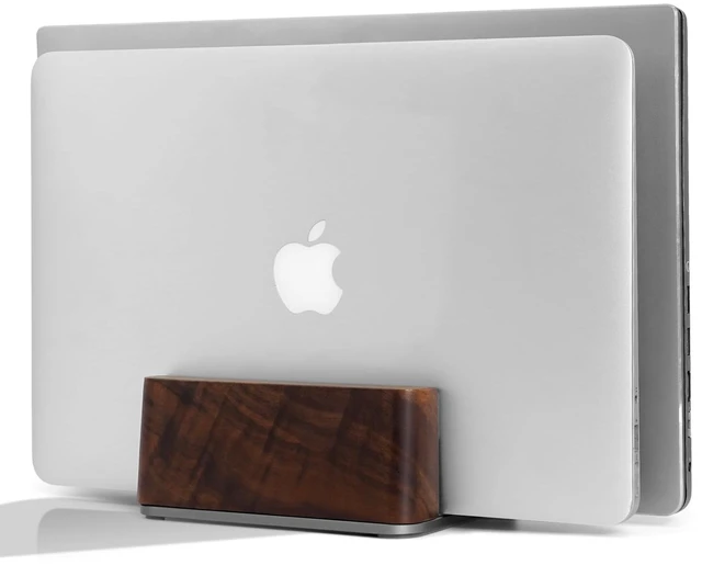 Main image of Vertical Laptop Stand for Desk - Laptop Holder for MacBook and Other Laptops - Wooden Office Desk Accessories