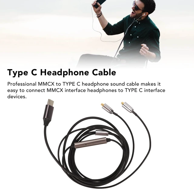 Alt view image 3 of 7 - Earphone Replacement Cable, USB C to MMCX Replacement Headphone Cable, Oxygen Copper Core Detachable Earphone Cables for SE215 315 535 846