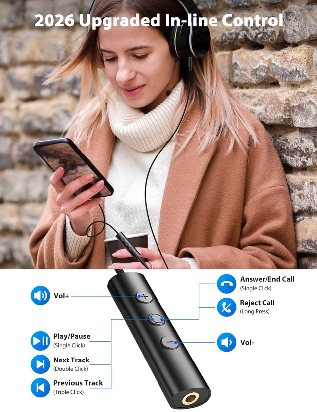 Alt view image 3 of 7 - USB C to 3.5mm Headphone Aux Jack Adapter Cable with in-Line Control Type C to 3.5mm Audio Converter AUX Dongle Braided Cable Type C Earbuds Adapter for iPhone 18 Pro Max 17 16 15 Plus,Black