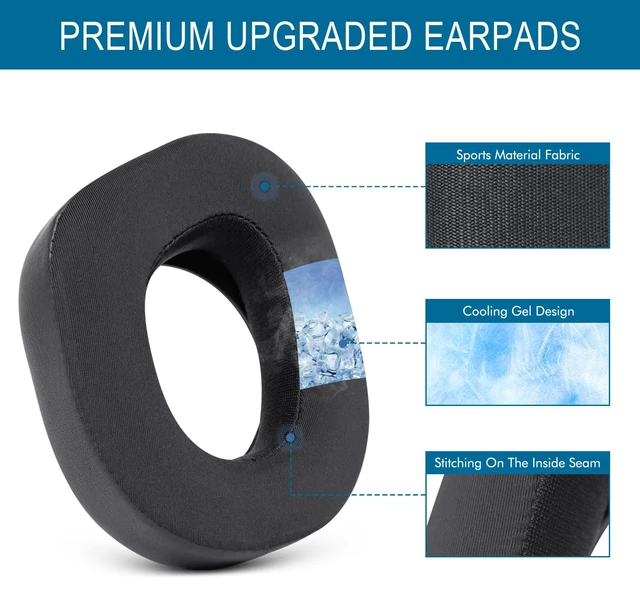 Alt view image 3 of 7 - Cooling Earpads for Turtle Beach Stealth 700 Gen 2 / Stealth 700 Gen 2 MAX Replacement Cushions with Ice Silk Fabric, Thickness & Sound Isolation - Black