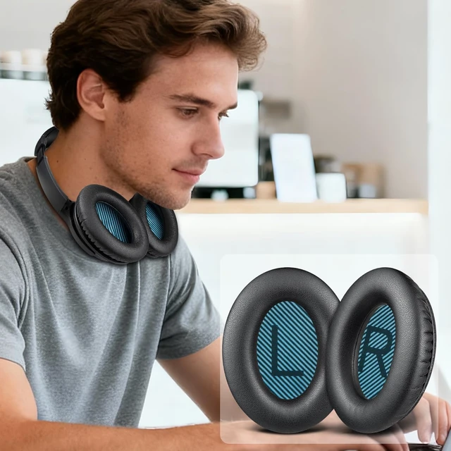 Alt view image 5 of 7 - Earpads for Bose SoundTrue AE II - Black(Blue Scrims) for SoundTrue Around Ear II