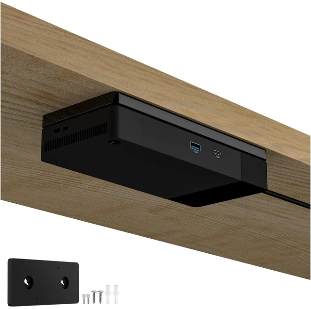 Main image of Wall & Under Desk Mount for Dell WD19 WD22TB4 Docking Station Sturdy Acrylic Dock Holder, Compatible with WD19S WD19DC WD19DCS WD19TB, Black, Plate Holder Only