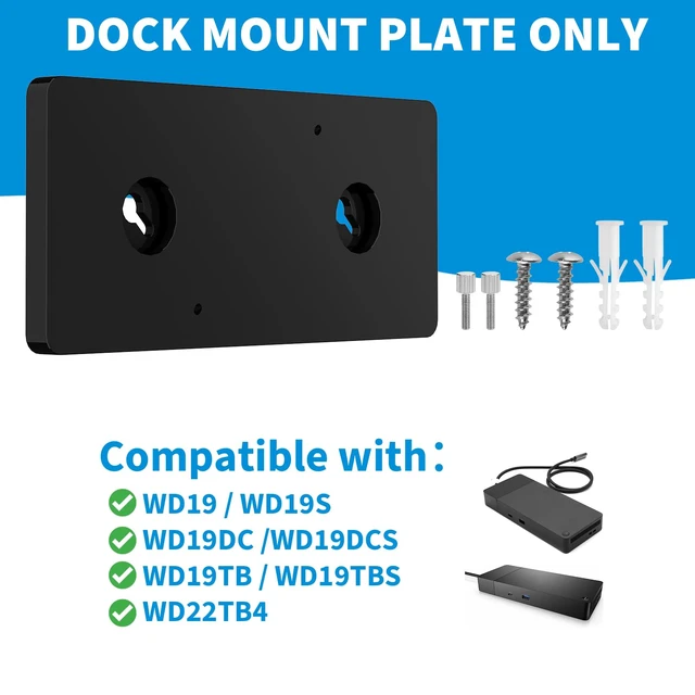 Alt view image 2 of 7 - Wall & Under Desk Mount for Dell WD19 WD22TB4 Docking Station Sturdy Acrylic Dock Holder, Compatible with WD19S WD19DC WD19DCS WD19TB, Black, Plate Holder Only