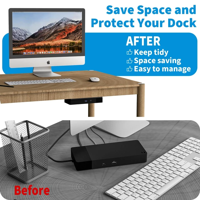 Alt view image 4 of 7 - Wall & Under Desk Mount for Dell WD19 WD22TB4 Docking Station Sturdy Acrylic Dock Holder, Compatible with WD19S WD19DC WD19DCS WD19TB, Black, Plate Holder Only