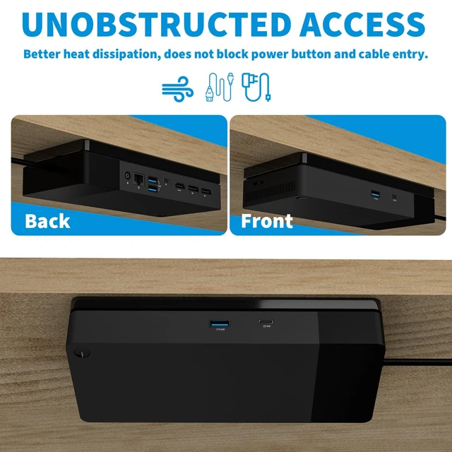 Alt view image 5 of 7 - Wall & Under Desk Mount for Dell WD19 WD22TB4 Docking Station Sturdy Acrylic Dock Holder, Compatible with WD19S WD19DC WD19DCS WD19TB, Black, Plate Holder Only