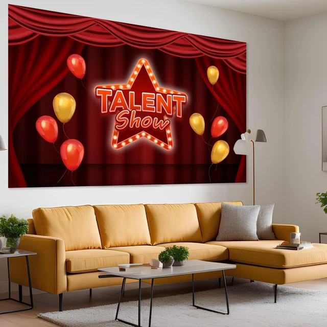 Alt view image 3 of 7 - Talent Show Backdrop Banner Theater Stage Red Curtain Theme Background Decor for Kids Boys Girls Performance Magic Shows Talent Party Birthday Party Favors Decorations Supplies 70.8x47.2in