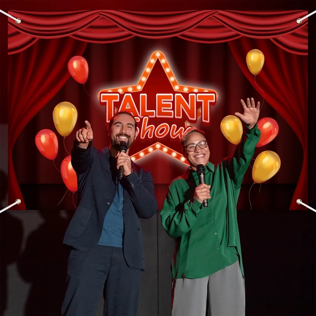 Alt view image 4 of 7 - Talent Show Backdrop Banner Theater Stage Red Curtain Theme Background Decor for Kids Boys Girls Performance Magic Shows Talent Party Birthday Party Favors Decorations Supplies 70.8x47.2in