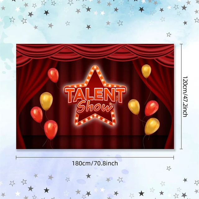 Alt view image 7 of 7 - Talent Show Backdrop Banner Theater Stage Red Curtain Theme Background Decor for Kids Boys Girls Performance Magic Shows Talent Party Birthday Party Favors Decorations Supplies 70.8x47.2in