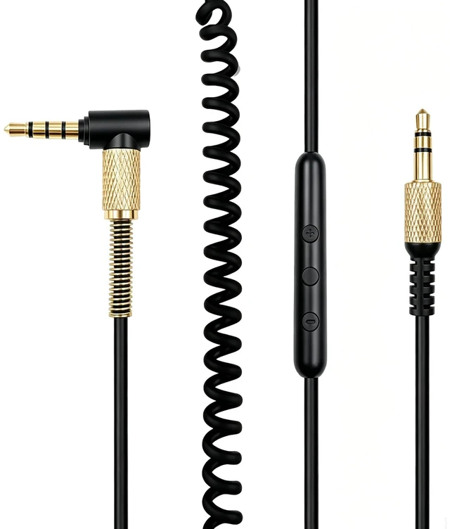 Main image of Replacement Audio Cable for Marshall Monitor II Headphones for Major 2 II 3 III 4 IV Headphones, Volume Control, 3.5mm Male to Male, 4.2ft, Black