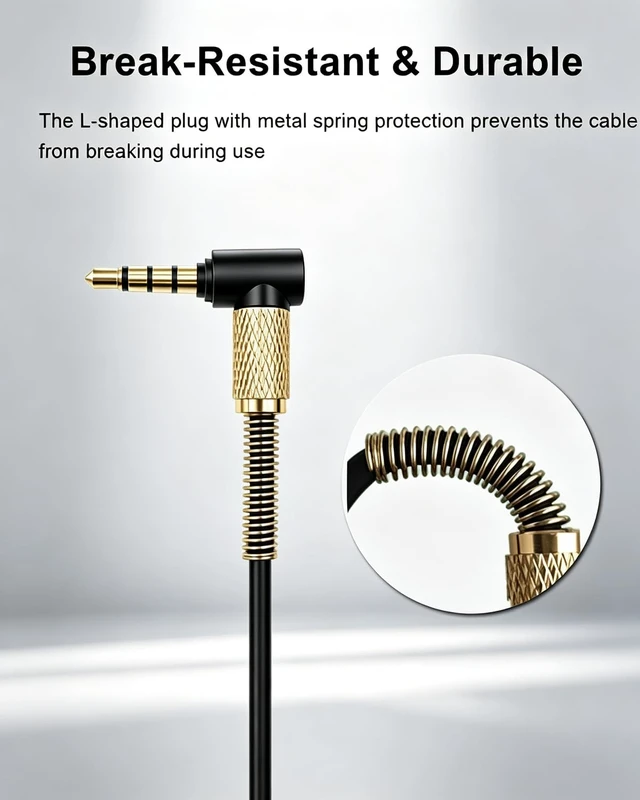 Alt view image 4 of 7 - Replacement Audio Cable for Marshall Monitor II Headphones for Major 2 II 3 III 4 IV Headphones, Volume Control, 3.5mm Male to Male, 4.2ft, Black