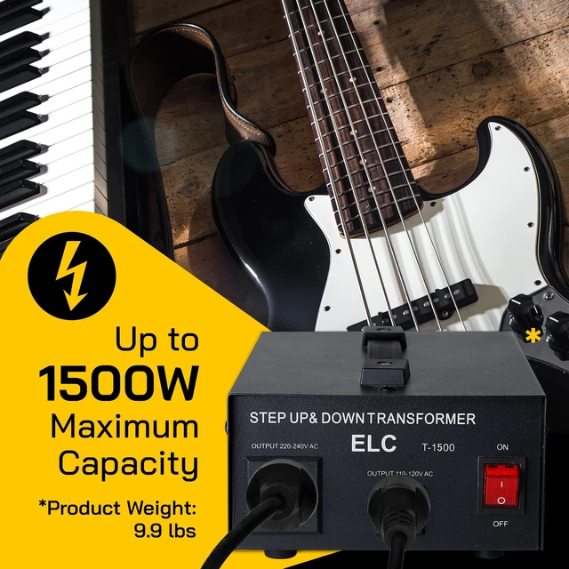 Alt view image 4 of 7 - T Series 1500+ Watt Voltage Converter Transformer - Step Up/Down - 110v to 220v / 220v to 110v Power Converter - Circuit Breaker Protection, CE Certified