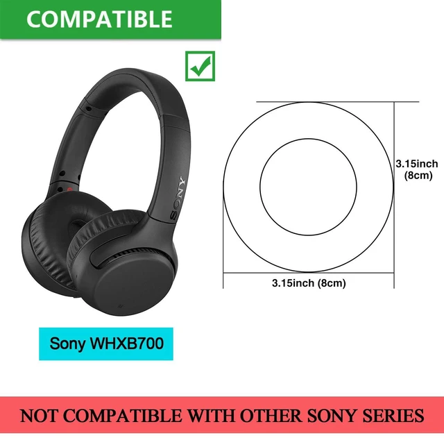 Alt view image 2 of 7 - WHXB700 Earpads, Replacement Memory Foam & Protein Leather Ear Cushion Pads Cover for Sony WH-XB700 Wireless Extra Bass Bluetooth On Ear Headphones ONLY (Black)
