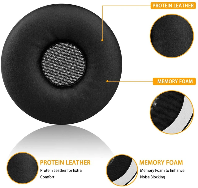 Alt view image 3 of 7 - WHXB700 Earpads, Replacement Memory Foam & Protein Leather Ear Cushion Pads Cover for Sony WH-XB700 Wireless Extra Bass Bluetooth On Ear Headphones ONLY (Black)