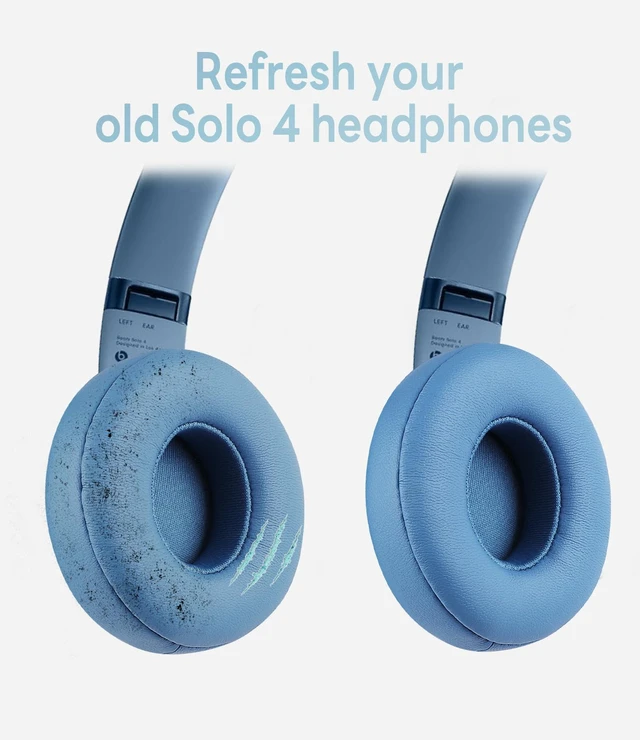 Alt view image 7 of 7 - Replacement Ear Pads for Beats Solo 4, Protein Leather, Slate Blue Ear Pads Cushions with Soft Protein Leather and Noise Isolating Memory Foam for Beats Solo 4 Wireless On Ear Headphones