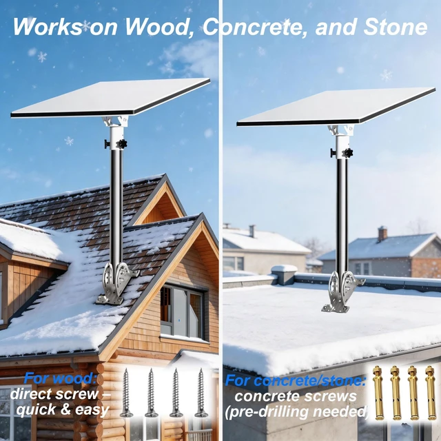 Alt view image 2 of 7 - Starlink Roof Mount, 160° Tilt Adjustable, for Standard 4/4x/Gen 3 14-inch Heavy-Duty 430 Stainless Steel Pole + Aluminum Adapter, Starlink Mounting Kit for 4,4x,Gen 3,Gen 4, Silver