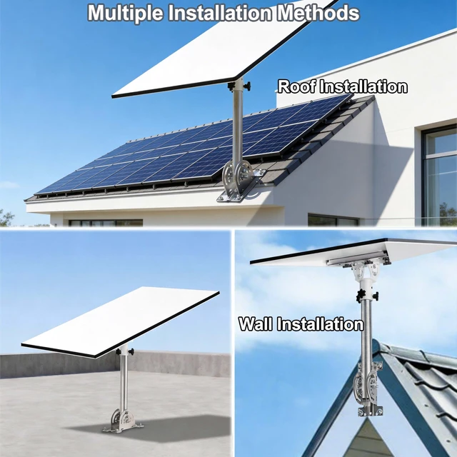 Alt view image 3 of 7 - Starlink Roof Mount, 160° Tilt Adjustable, for Standard 4/4x/Gen 3 14-inch Heavy-Duty 430 Stainless Steel Pole + Aluminum Adapter, Starlink Mounting Kit for 4,4x,Gen 3,Gen 4, Silver
