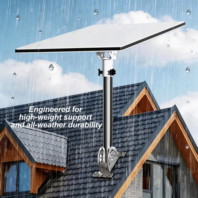 Alt view image 7 of 7 - Starlink Roof Mount, 160° Tilt Adjustable, for Standard 4/4x/Gen 3 14-inch Heavy-Duty 430 Stainless Steel Pole + Aluminum Adapter, Starlink Mounting Kit for 4,4x,Gen 3,Gen 4, Silver