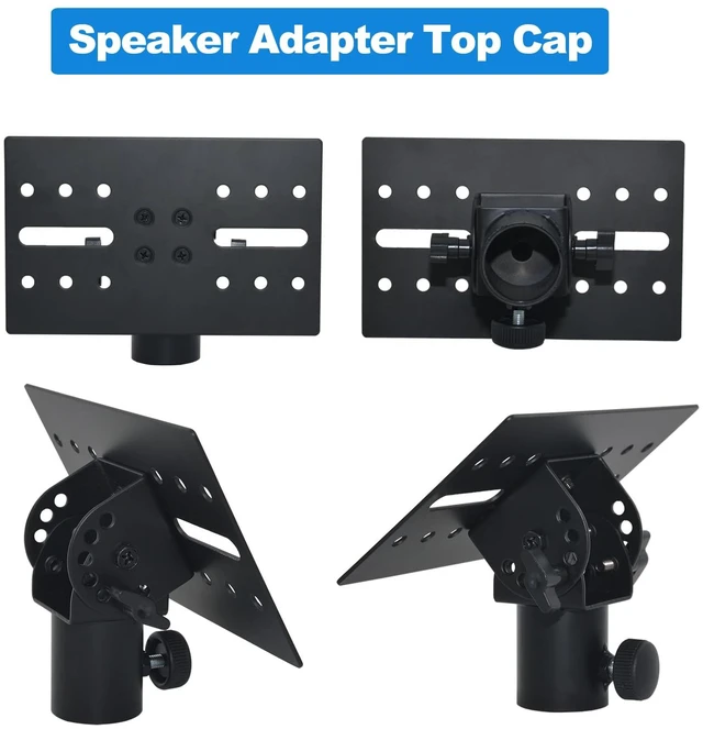 Alt view image 2 of 6 - Speaker Stand Adapter, Adjustable AngleHolds up to 110lbs,2 Packs Adjustable All Metal 35mm Speaker Adapter Top Cap,Suitable for Stage and Event Setup,DX-12, Black