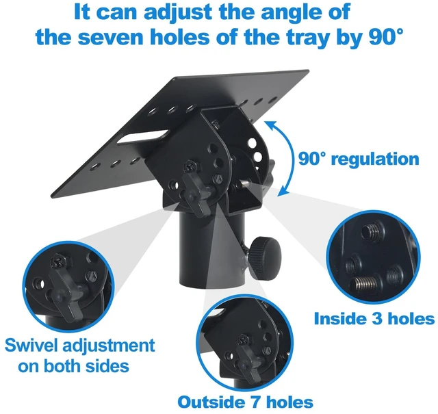 Alt view image 3 of 6 - Speaker Stand Adapter, Adjustable AngleHolds up to 110lbs,2 Packs Adjustable All Metal 35mm Speaker Adapter Top Cap,Suitable for Stage and Event Setup,DX-12, Black