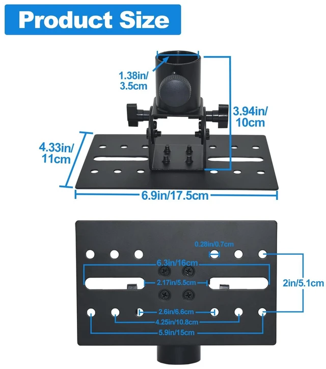 Alt view image 6 of 6 - Speaker Stand Adapter, Adjustable AngleHolds up to 110lbs,2 Packs Adjustable All Metal 35mm Speaker Adapter Top Cap,Suitable for Stage and Event Setup,DX-12, Black