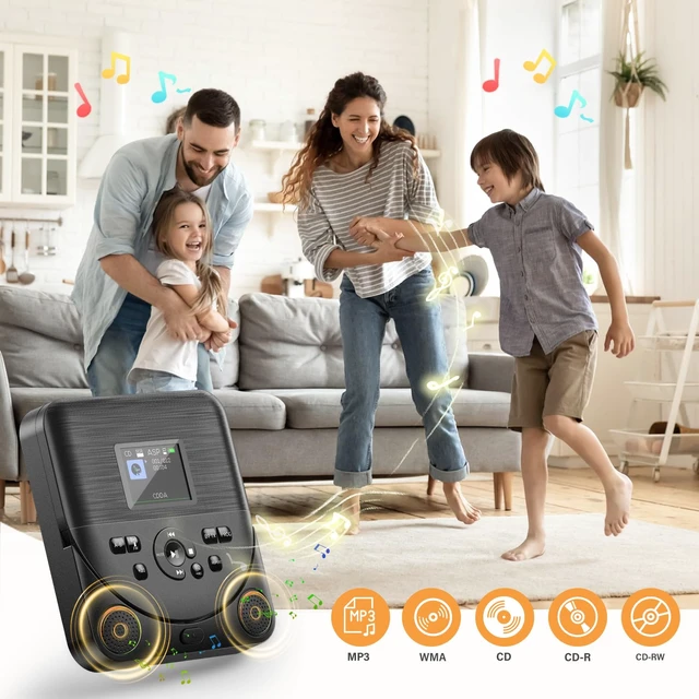 Alt view image 7 of 7 - Bluetooth CD Player Portable for Home Rechargeable with Speakers FM Transmitter Portable CD Player for Car Support AUX IN Anti-Skip with Upgraded Screen
