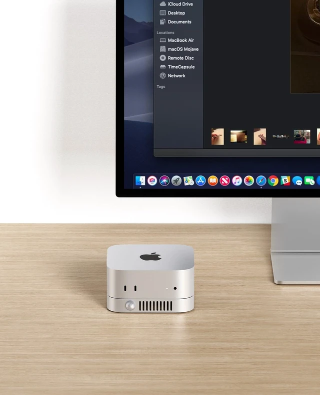 Alt view image 7 of 7 - Mac mini Stand - 360° Airflow Cooling Stand with Built-in Power Switch, Premium ABS Silver Stand for M4 or M4 Pro Mac mini, Anti-Scratch Metallic Finish & Silk-Screened Logo-ST01