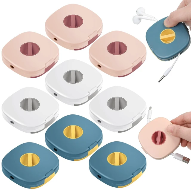 Main image of 9 Pieces Retractable Cable Management Charging Cord Organizer Phone Holder Retractable Cable Reels Small Case for USB Headset Cord Mouse Wire Charger(Multi Color)