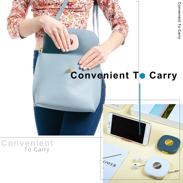 Alt view image 4 of 7 - 9 Pieces Retractable Cable Management Charging Cord Organizer Phone Holder Retractable Cable Reels Small Case for USB Headset Cord Mouse Wire Charger(Multi Color)