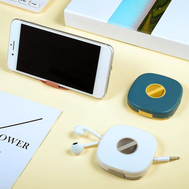 Alt view image 6 of 7 - 9 Pieces Retractable Cable Management Charging Cord Organizer Phone Holder Retractable Cable Reels Small Case for USB Headset Cord Mouse Wire Charger(Multi Color)
