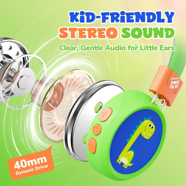 Alt view image 5 of 7 - Kids Bluetooth Headphones with mic, 74/85dB Limited, 60H Playtime Fast charging, Bluetooth 5.4, foldable over-ear, AUX for iPad, tablet, airplane, Wireless headphones for kids, Flare Series