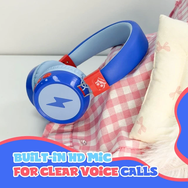 Alt view image 7 of 7 - Kids Bluetooth Headphones with mic, 74/85dB Limited, 60H Playtime Fast charging, Bluetooth 5.4, foldable over-ear, AUX for iPad, tablet, airplane, Wireless headphones for kids, Flare Series