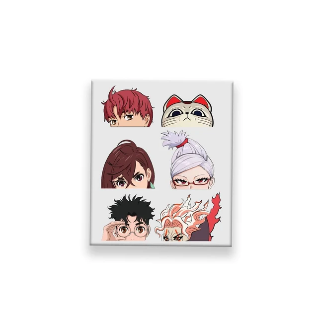 Alt view image 4 of 7 - Anime Dan Pack 6 mini Stickers Peeker Anime Manga Decal Stickers, Ideal for Cars, Laptop, Skateboard, Wall Décor, UV Resistant 2'' x 1.5''