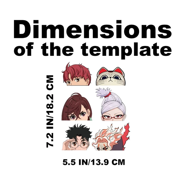Alt view image 3 of 7 - Anime Dan Pack 6 mini Stickers Peeker Anime Manga Decal Stickers, Ideal for Cars, Laptop, Skateboard, Wall Décor, UV Resistant 2'' x 1.5''