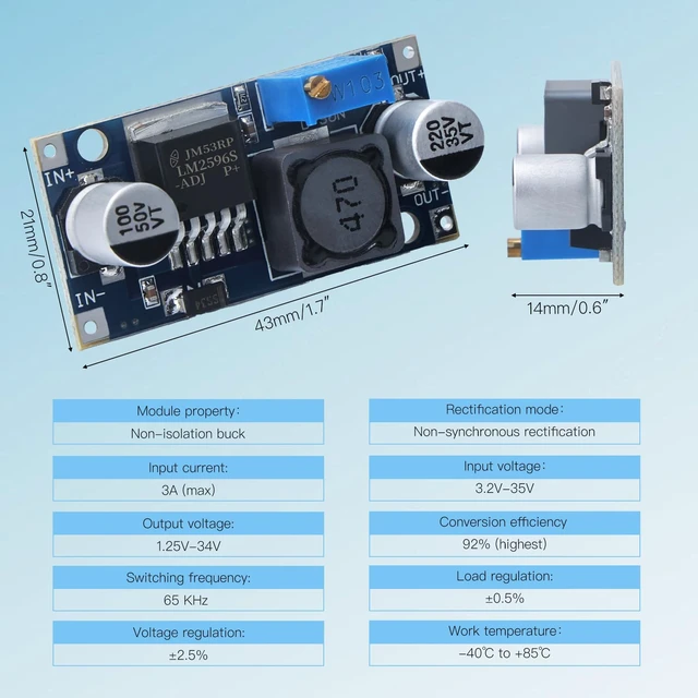 Alt view image 2 of 7 - 10PCS LM2596 DC-DC Buck Converter Step Down Module, 3.0-40V to 1.5-35V Adjustable Voltage Regulator Power Supply