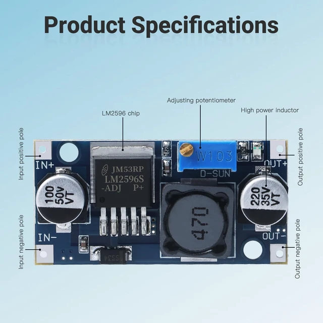 Alt view image 3 of 7 - 10PCS LM2596 DC-DC Buck Converter Step Down Module, 3.0-40V to 1.5-35V Adjustable Voltage Regulator Power Supply