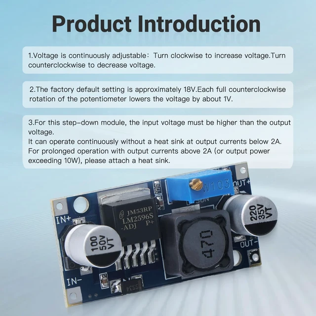 Alt view image 4 of 7 - 10PCS LM2596 DC-DC Buck Converter Step Down Module, 3.0-40V to 1.5-35V Adjustable Voltage Regulator Power Supply