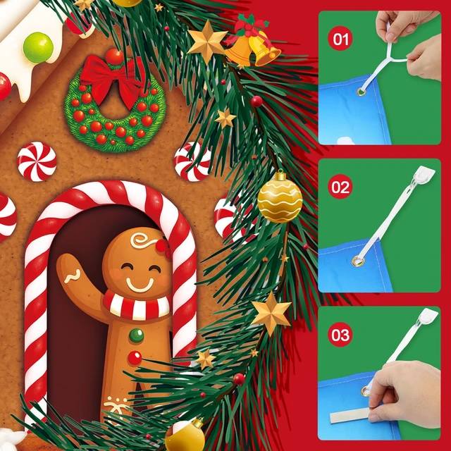 Alt view image 3 of 7 - 6 x 13 ft Christmas Garage Door Banner Decoration Magnetic Double Garage Door Covers Large Xmas Backdrop Decorations for Holiday Outdoor Indoor Party Decor(Gingerbread House)